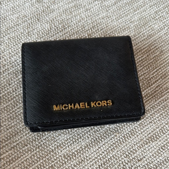 Michael Kors Black Key Card Holder with Gold Accents - Picture 1 of 3